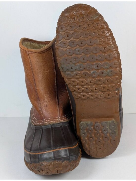 Vintage LL Bean Leather Duck Boots Pull On Hunting Maine Shearling Mens 10 MM main image 6